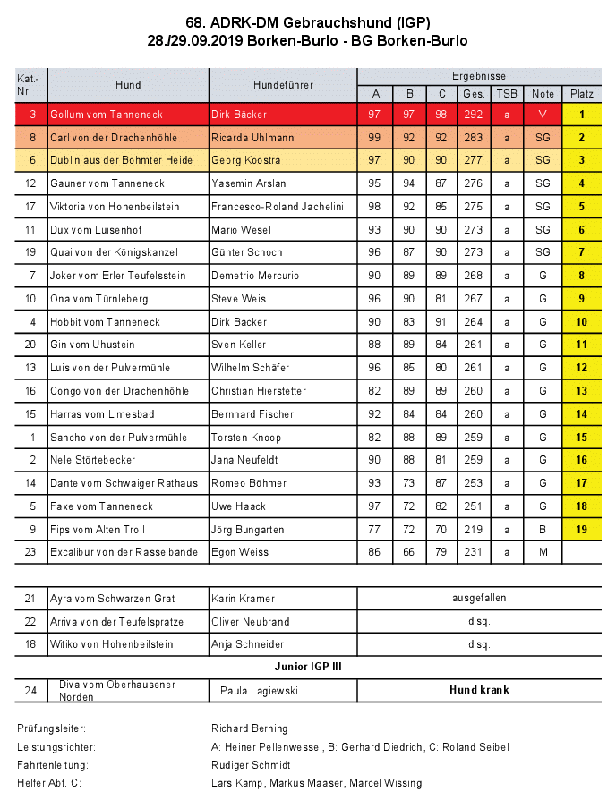 Ergebnisse DM GH 2019